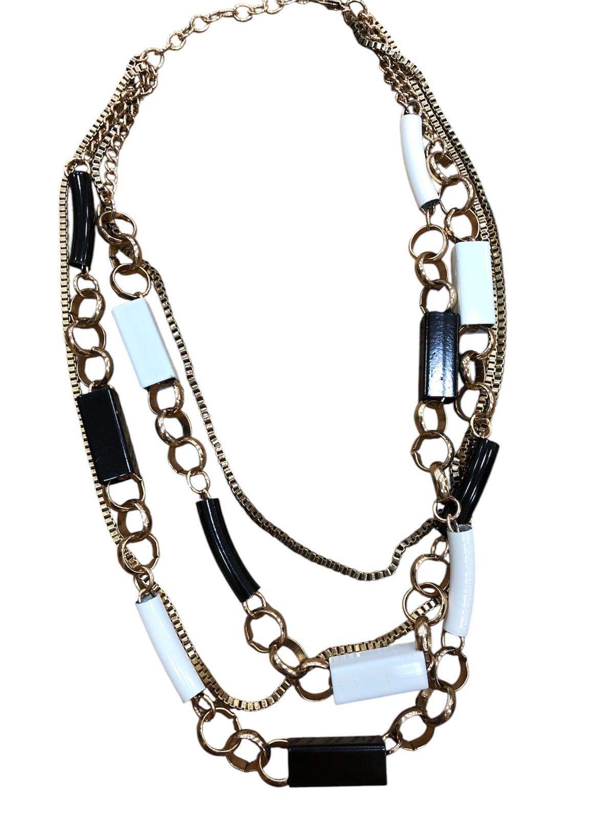 Collana multifilo bianco/nero