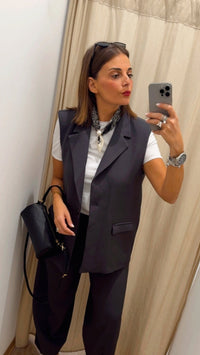 Gilet grigio spacco Philia 0717