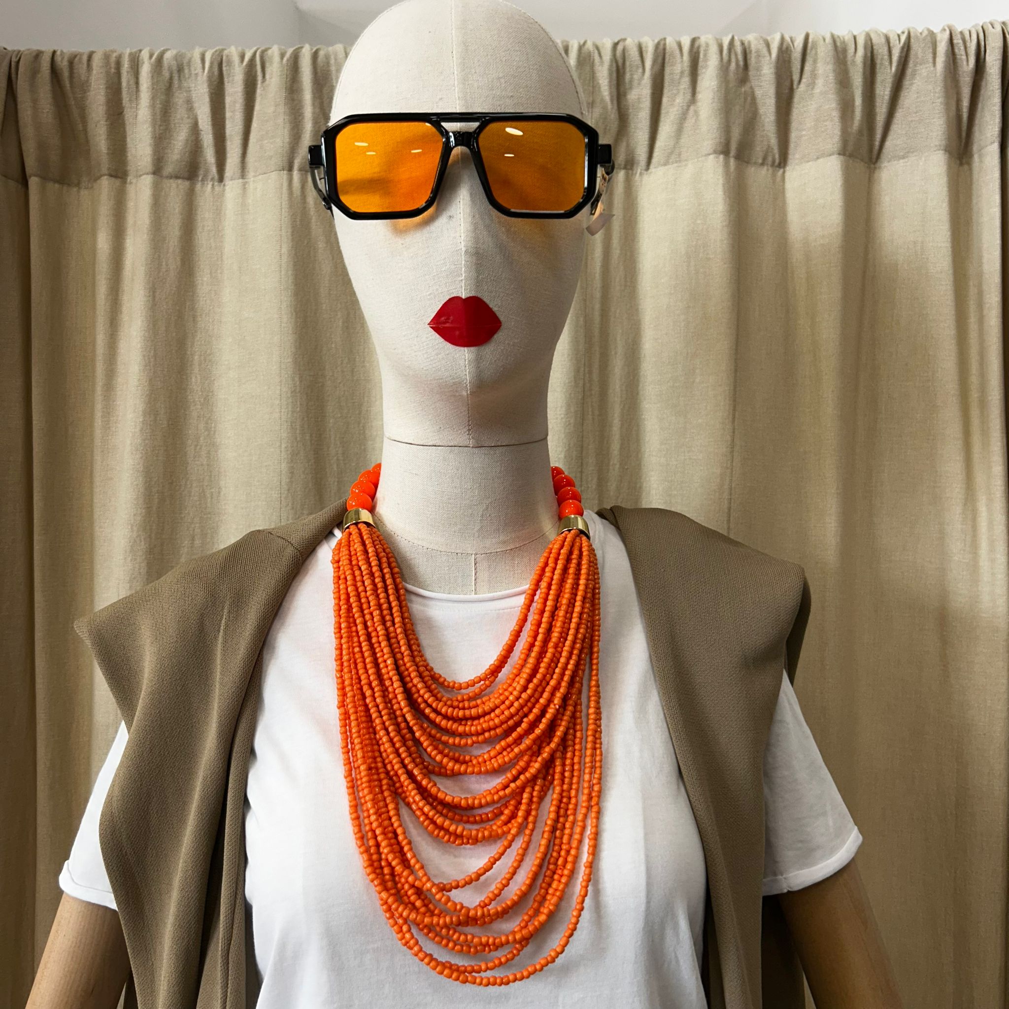 Collana perline arancione