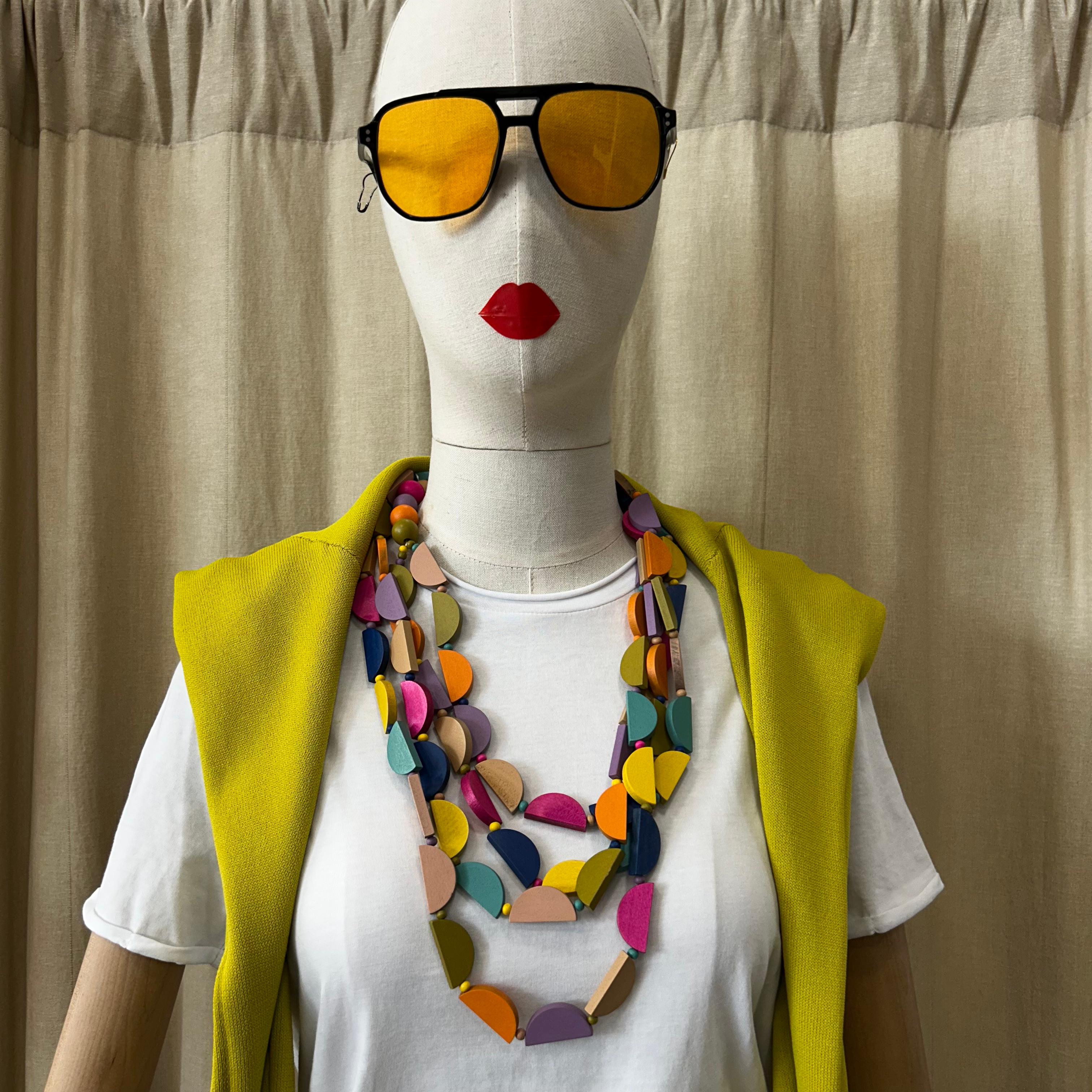 Collana legno mezzaluna