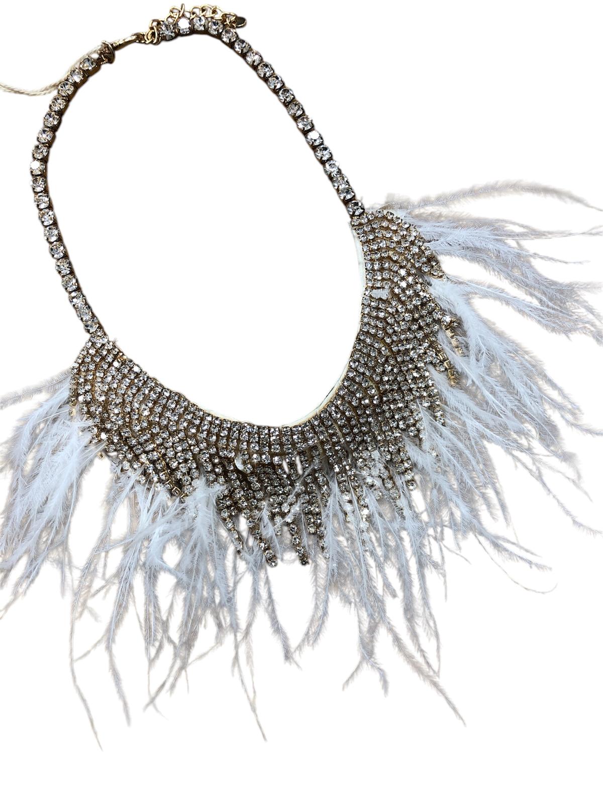 Collana piume bianco
