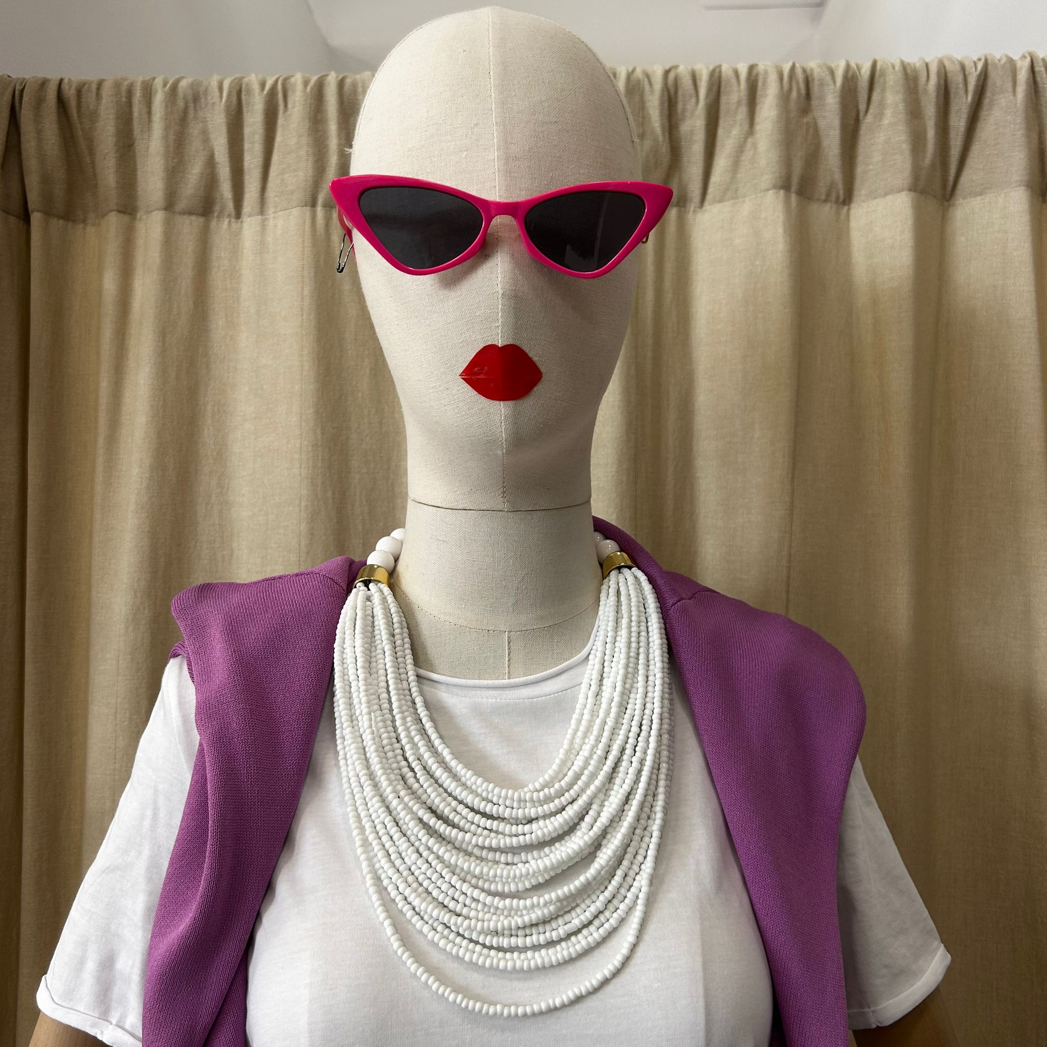 Collana perline bianco