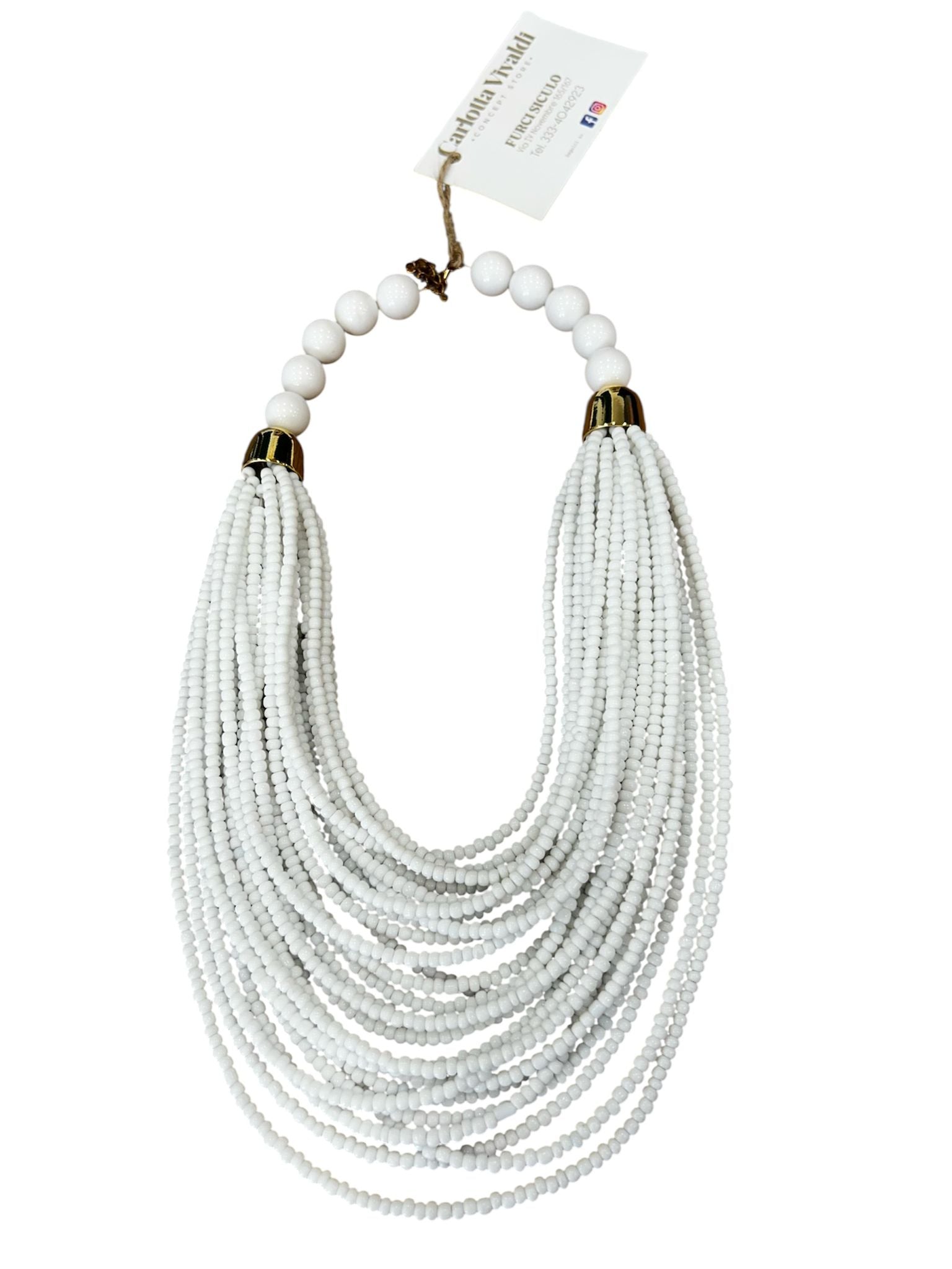 Collana perline bianco